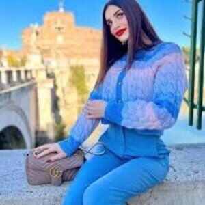 Zara Blue Pink Wool Blend Cable-Knit Button Up Sweater Cardigan L